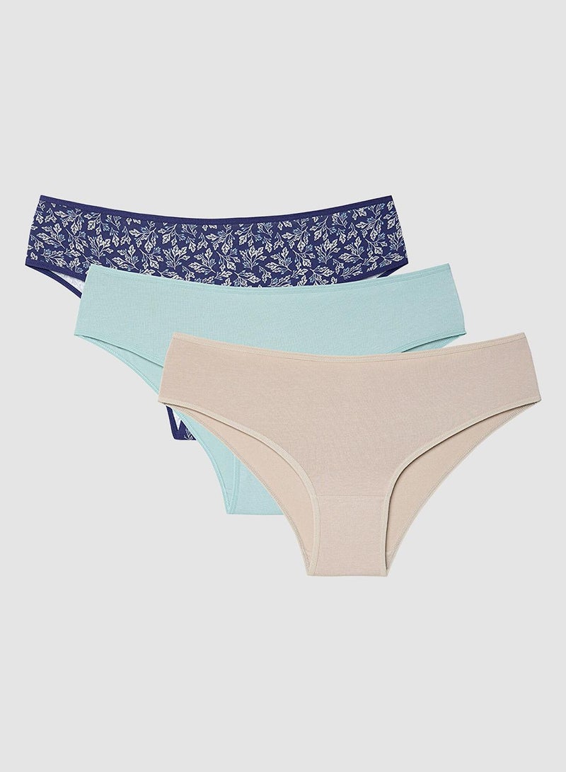 Penti Multicolour Oceanna 3-pack Leaf Patterned Cotton Low Waist Briefs - Image 1